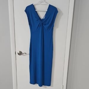 Bar III Royal Blue V‑Neck Twist Front Midi Dress
